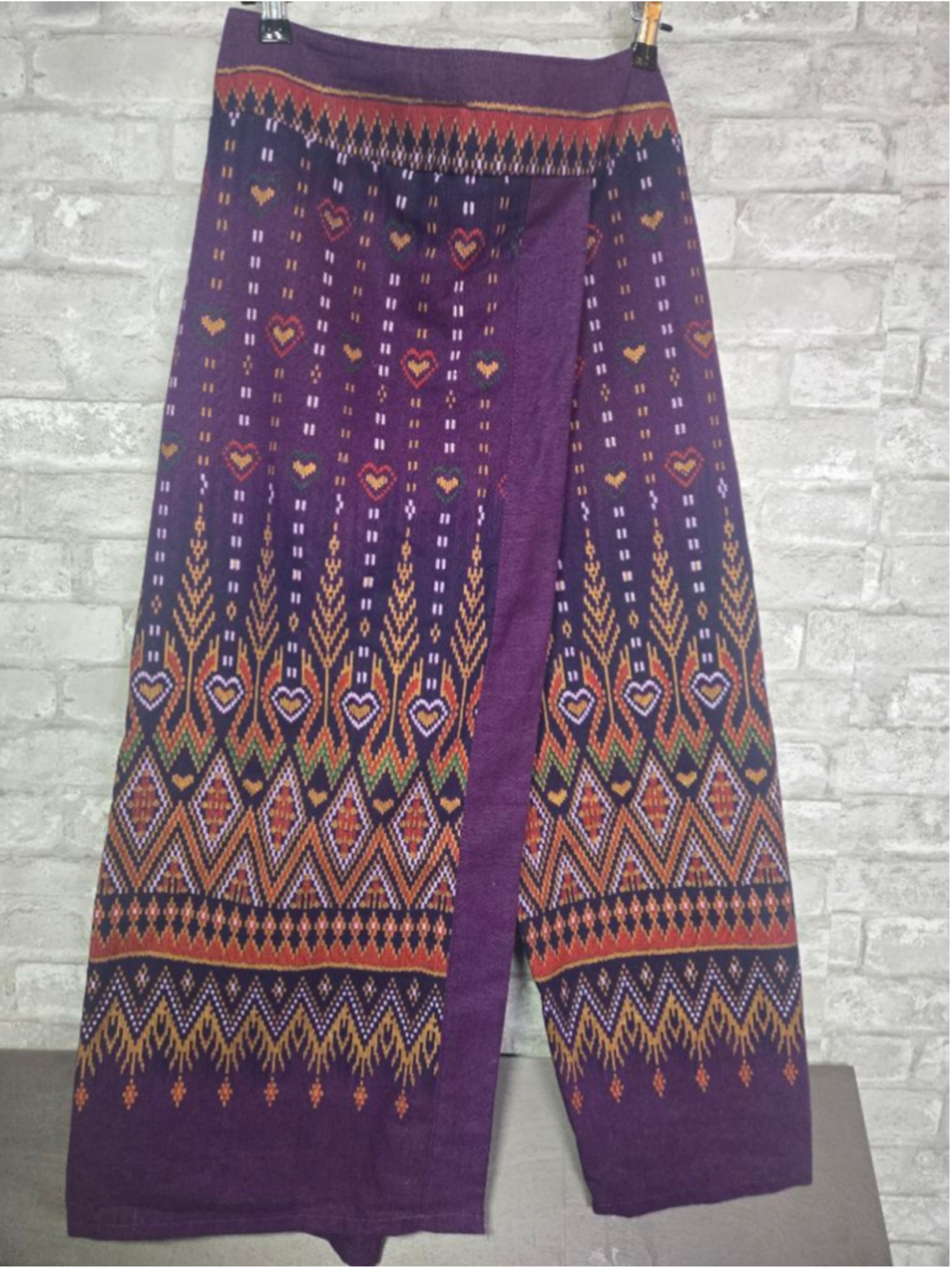 Women's Unbranded Purple & Orange Patterned Wide Leg Pants S